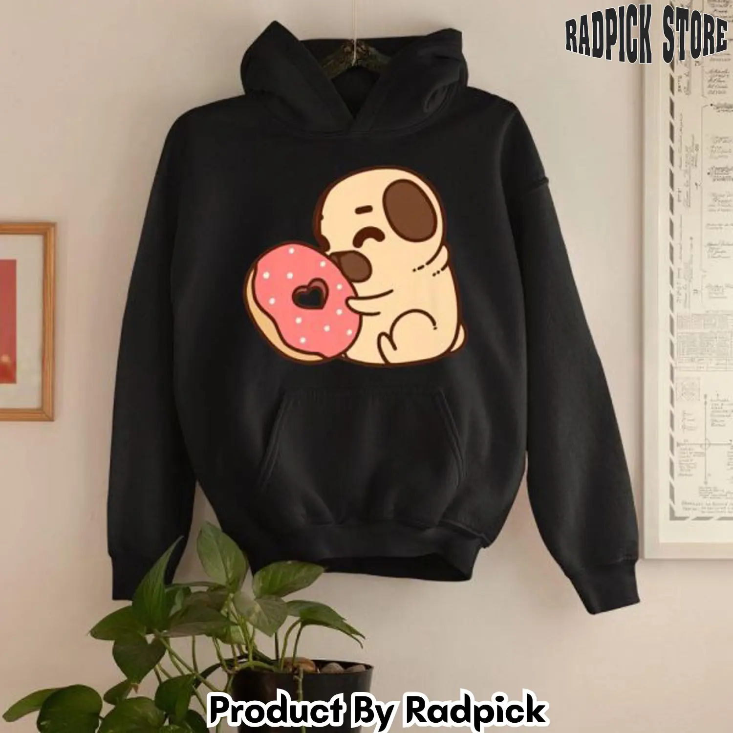 Cute pug donut 2d hoodie rp5540143